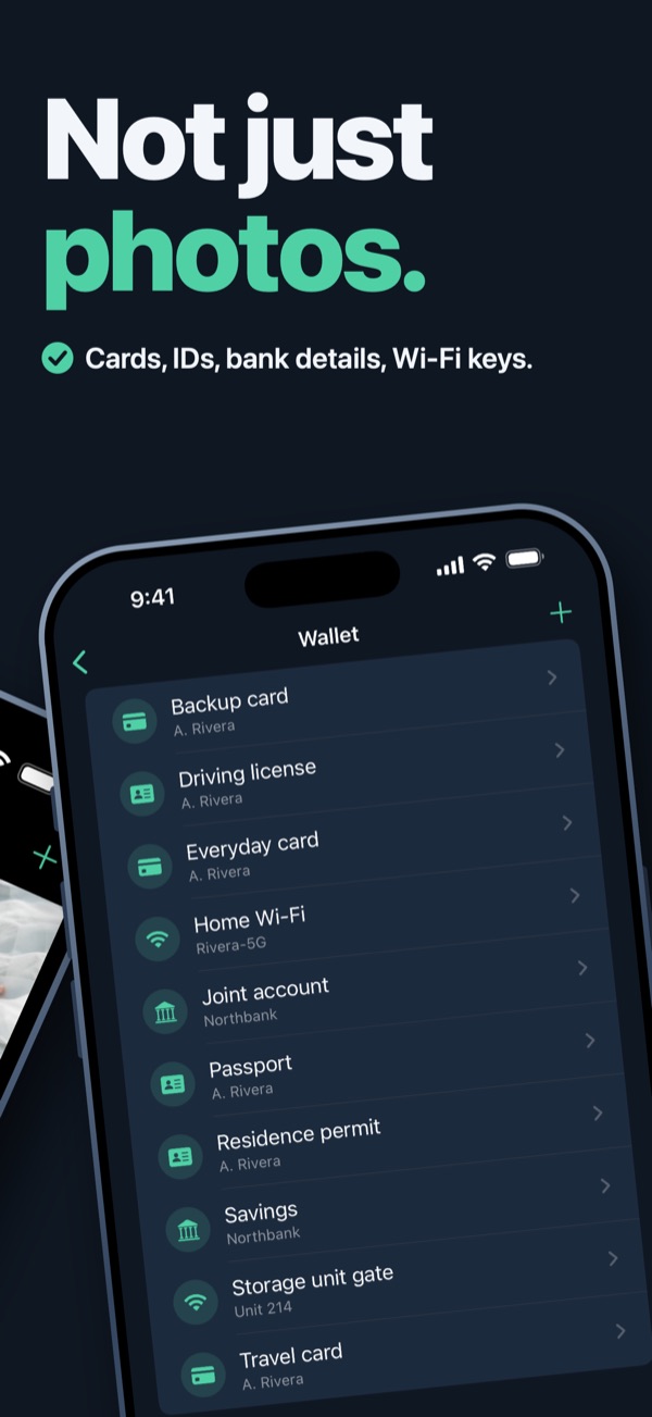 Not just photos: cards and IDs in Wallet.